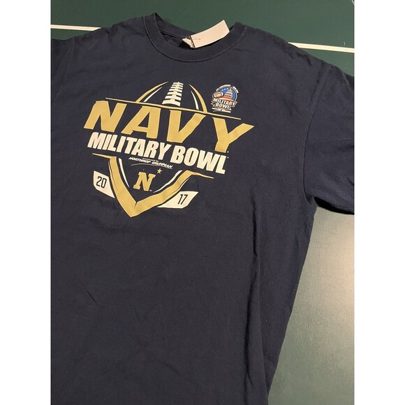 Navy Naval Academy Annapolis 2017 Military Bowl Football T-Shirt LARGE Blue NCAA - Picture 1 of 4